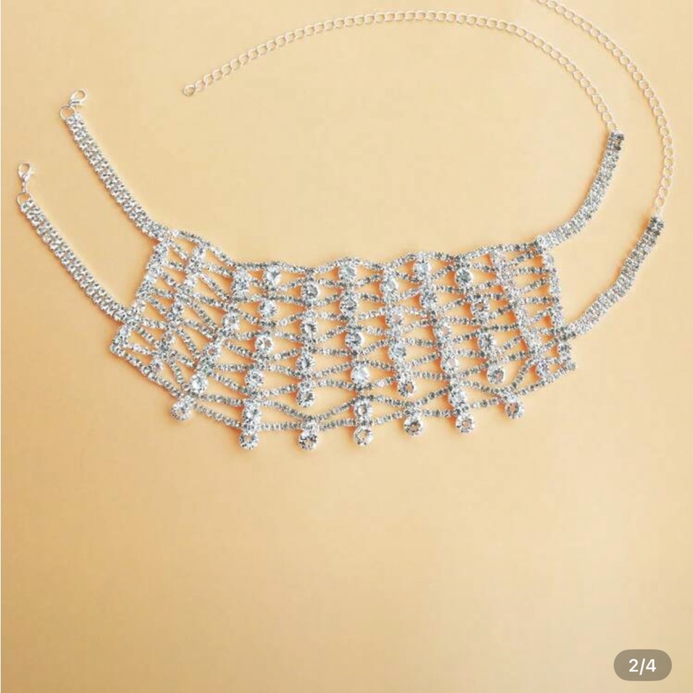 Revolve Silver Crystal Statement Necklace - image 7